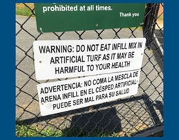 Sign - Warning: Do not eat infill mix in artificial turf as it may be harmful to your health